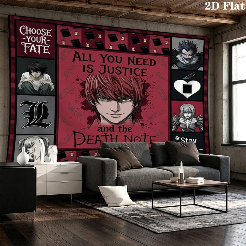 Death Note Wall Tapestry Aesthetic Wall Hanging Printed Fabric Blanket Decorative Tapestries For Bedroom Living Room Home Decor