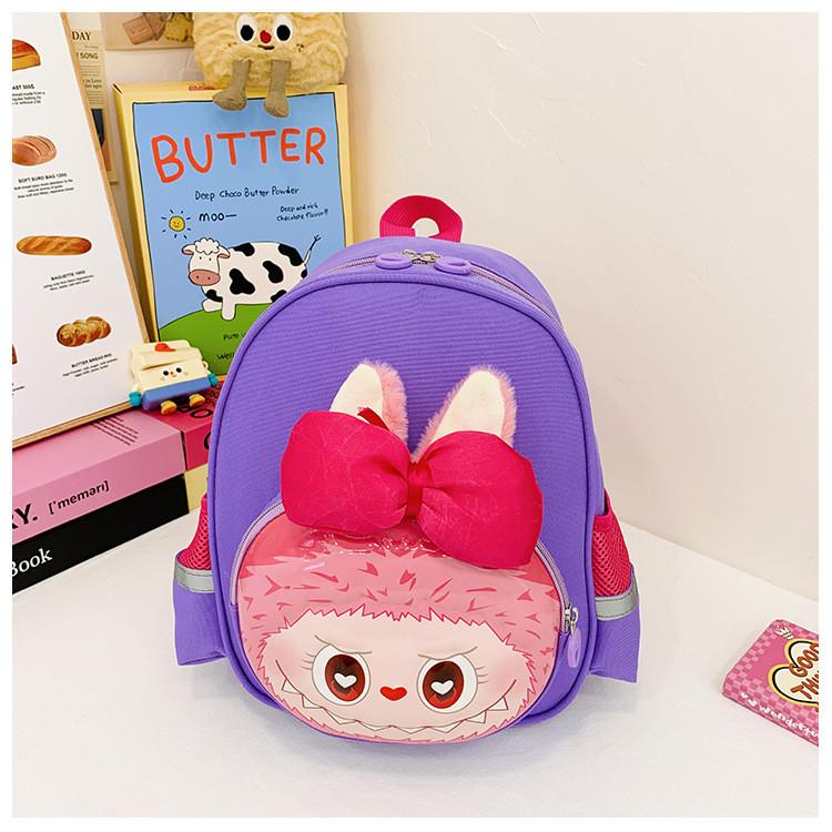 Adorable Cartoon Backpack For Kids With Breathable Material And Lightweight Design In Purple Pink And Blue