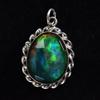 Opal Pendant 925 Sterling Silver 32.70 ct Aurora Fire Checker Oval October Birthday Birthstone