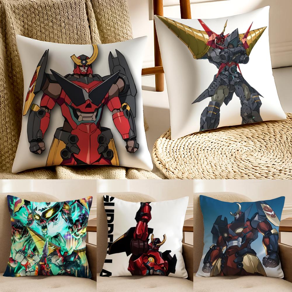 M-Mecha Anime Gurren Lagann Cushion Cover Pillowcase Anti-Dustmite Living Room Sofa Decor Cushion Room