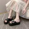Fashion Platform Rhinestone Fashion Slippers Women 2025 Summer New Non-slip Soft Sole Versatile Beach Sandals