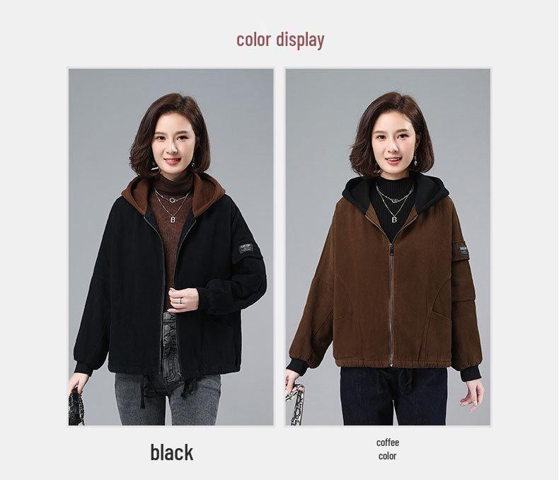 Women's Plus Size Fleece-Lined Jacket - 2024 Autumn/Winter Trend, Thick, Warm, and Stylish for Mature Fashion.