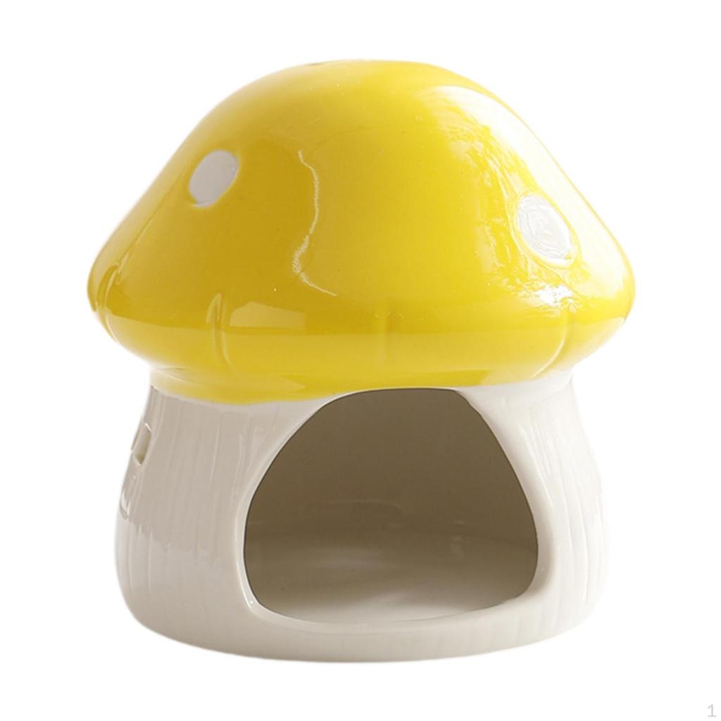 Ceramic Hamster House Guinea Pig Hideout Multipurpose Indoor Hideaway Mushroom Shaped for