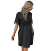 New summer short-sleeved t-shirt skirt loose lace splicing black dress