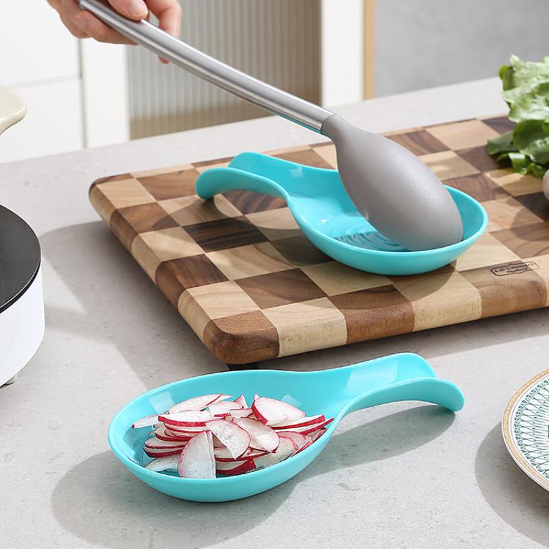 1Pc Plastic Spoon Rest Heat-Resistant Cooking Spoon Holder Coffee Spoon Holder Dishwasher Safe Spoon Rest Kitchen Gadgets