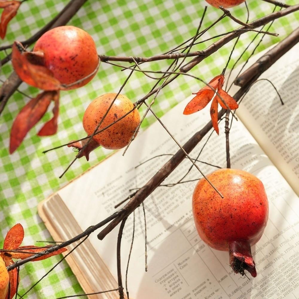 6 Fruits Artificial Pomegranate Branches Plastic Realistic Simulation Pomegranate Fruit Handmade Foam Fruits Branches rosa