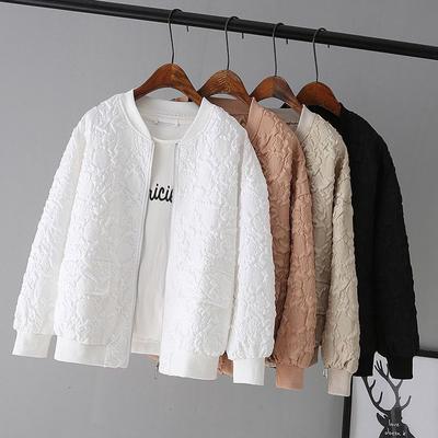 Solid Color Ladies Short Baseball Jacket  Korean Spring Casual White Jacket Top Female Cardigan Zipper Jackets Fashion