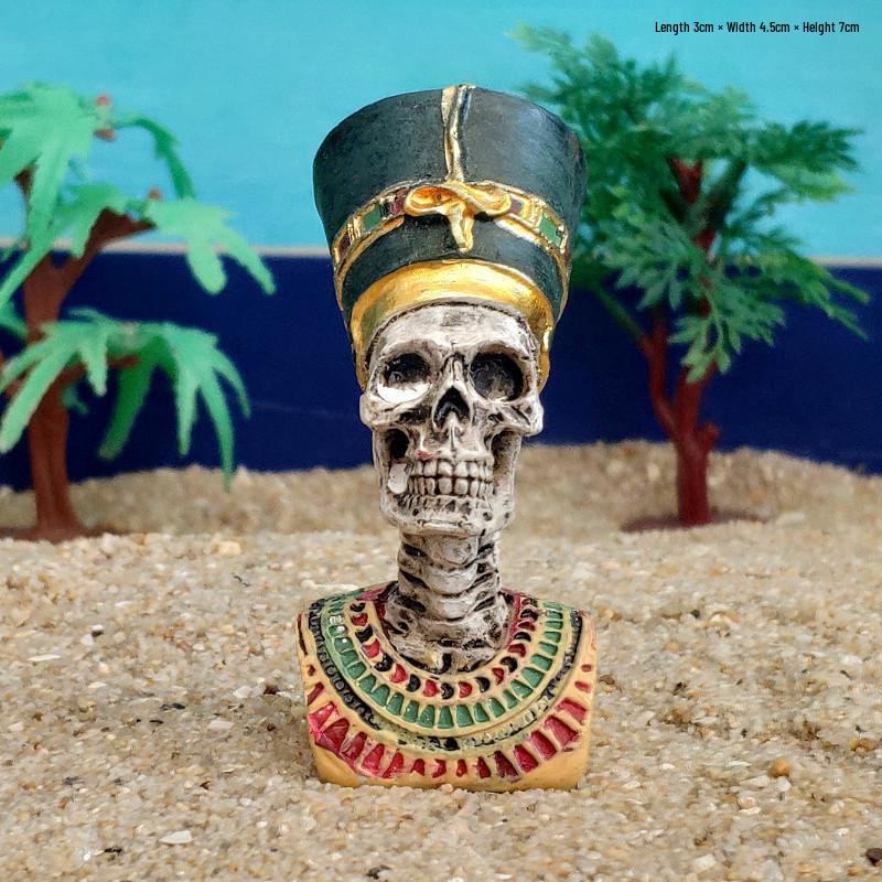 Egyptian Pharaoh Queen Skull Mummy Sand Tray Prop for Photography