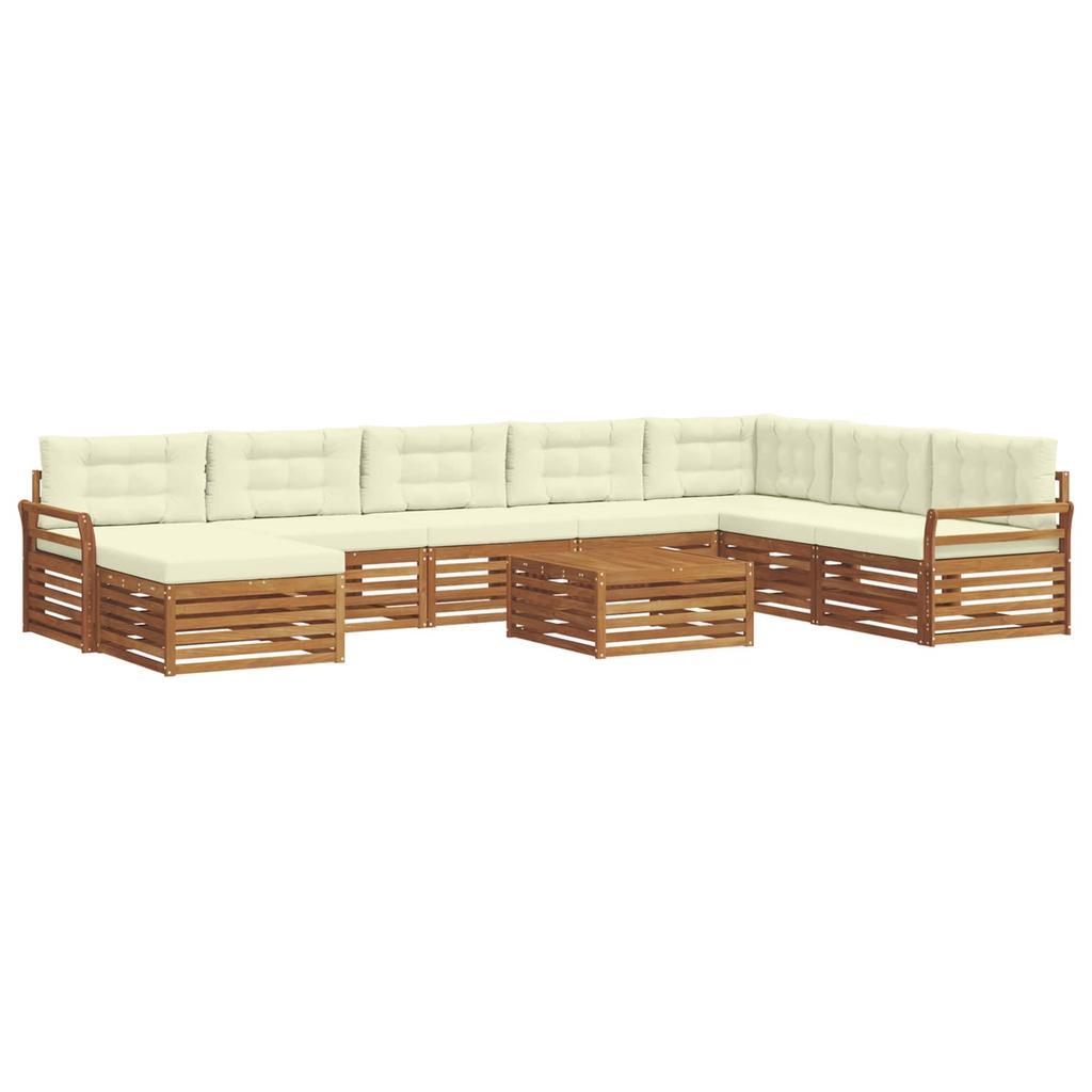 Outdoor Sofa Set 9 pcs Natural and Cream Solid Acacia Wood
