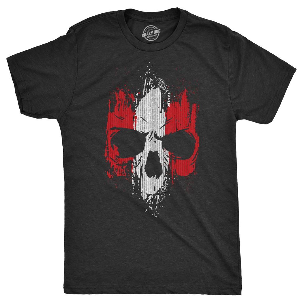 Mens Grunge Striped Skull T Shirt Awesome Cool Tough Skeleton Tee for Guys