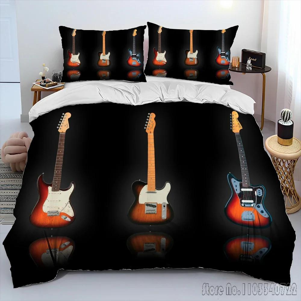 Set Copripiumino 3D Chitarra Classica Chitarra Elettrica Copripiumino HD per Set Letto per Bambini Biancheria da Letto Decorazione Camera da Letto