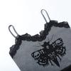 GMXIA Spice Lace Patchwork Halfter Dark Wind Persönlichkeit Moth Print Abnehmen Temperament Top Lady