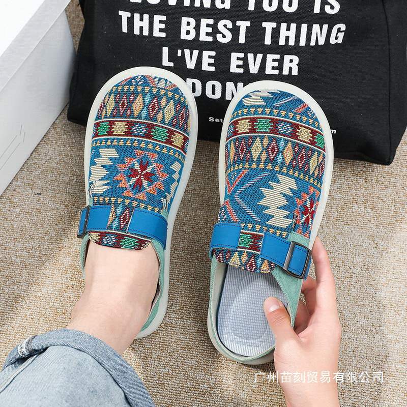Mesh half slippers summer outer wear bag head sandals non-slip and deodorant heel half support one pedal slippers