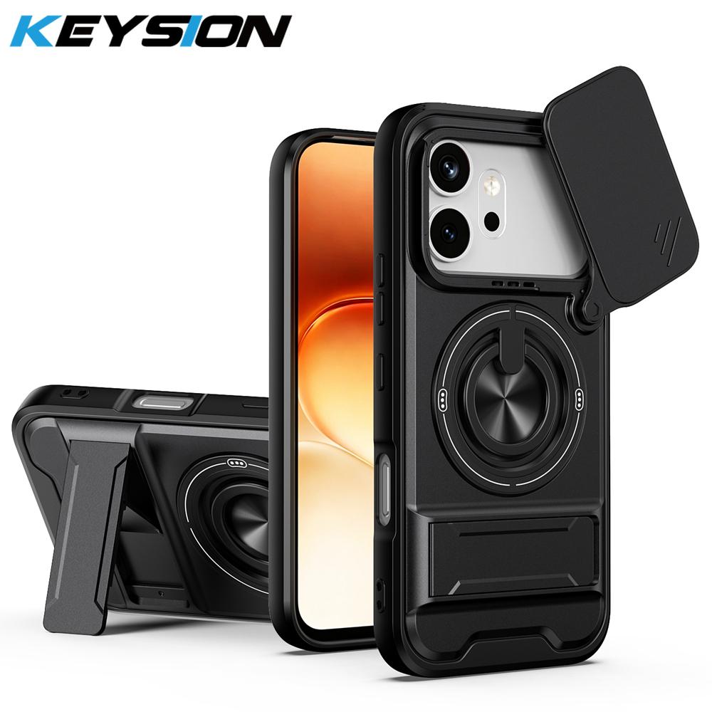 KEYSION Magnetic Phone Case for HONOR 600 600 Pro 5G Slide Camera Protection Upright Kickstand 360° Ring Shockproof Back Cover