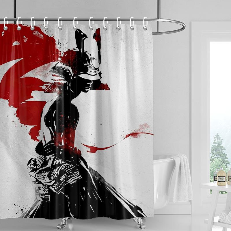 Duschvorhang im japanischen Stil mit Gogi Retro-Charakterdruck, farbecht, Badezimmer-Trennvorhang für Hotel-Heimdekoration