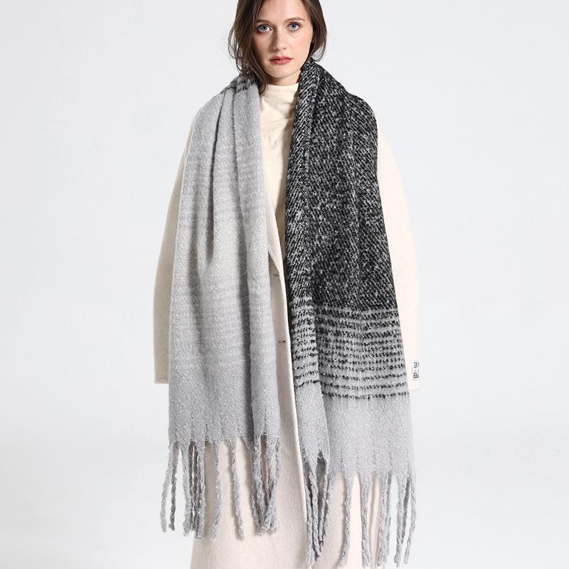 NEW Luxury Cashmere Women Plaid Scarf Winter Warm Shawl and Wrap Bandana Pashmina Long Tassel Female Foulard Thick Blanket