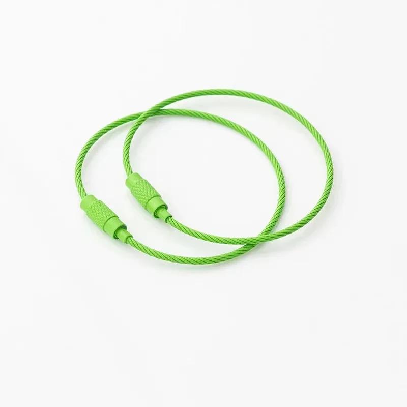 10pcs Colored Painted Steel Wire Keychain DIY Keyring Accessories Circle Rope Cable Loop Camp Luggage Tag Screw Lock Gadget 15cm