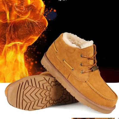 Moda Invierno Hombre Botas de Nieve Cuero de Ante Felpa Cálido A Prueba de Frío Zapatos de Trabajo para Exterior Botines de Lana al Tobillo