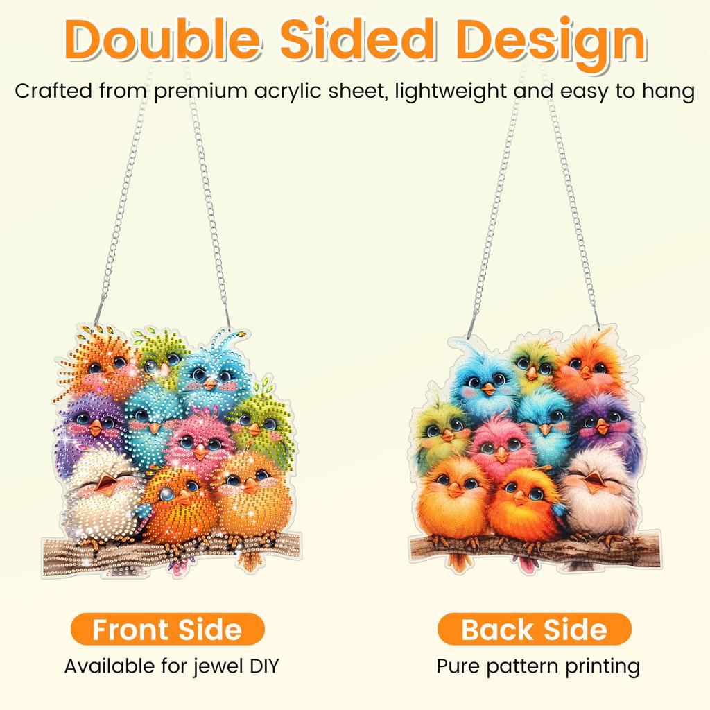 Diamond Art Birdie Pendent DIY Diamond Decorative Painting Acrylic Painting Window Pendant DIY Diamond Art Pendants Kit for Home