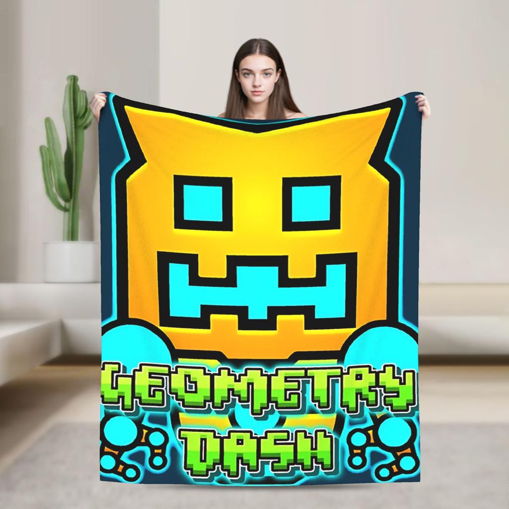 Geometry Gaming Dashed Flannel Blanket  Soft Warm Throw Blanket for Living Room Travel Office Novelty Bedspread Sofa Bed Cover