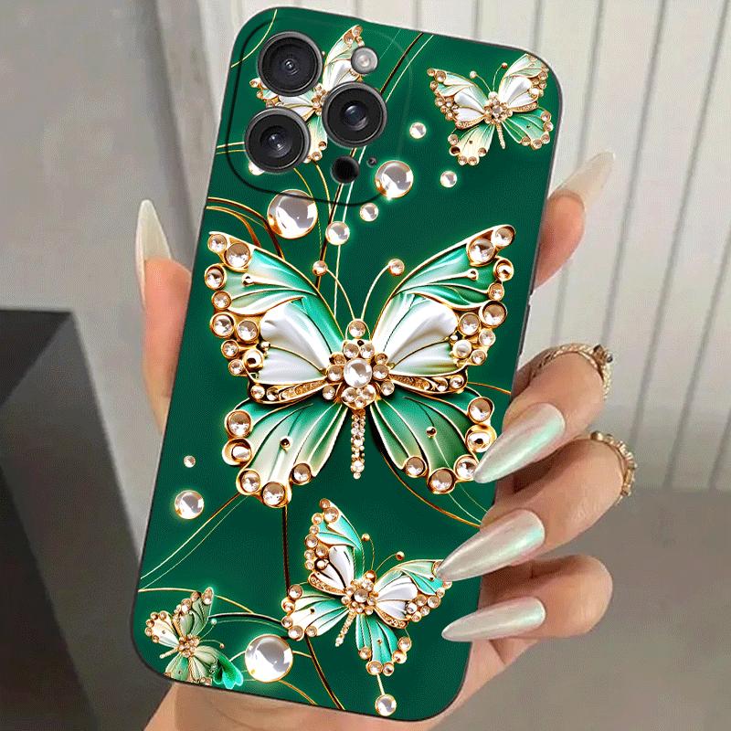 Butterfly pattern phone case suitable for iPhone 17 16 15 14 13 12 11 Pro/Max/Plus anti drop and shockproof back cover