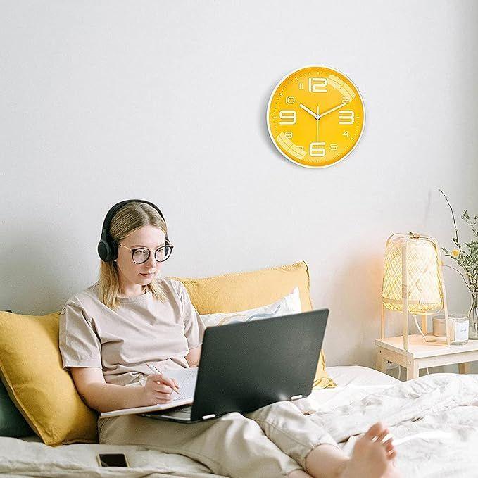 Wall Clock 12" Silent Quartz Decorative Latest Wall Clock Non-Ticking Classic Clock Battery Operated Round Easy To Read for Room/Home