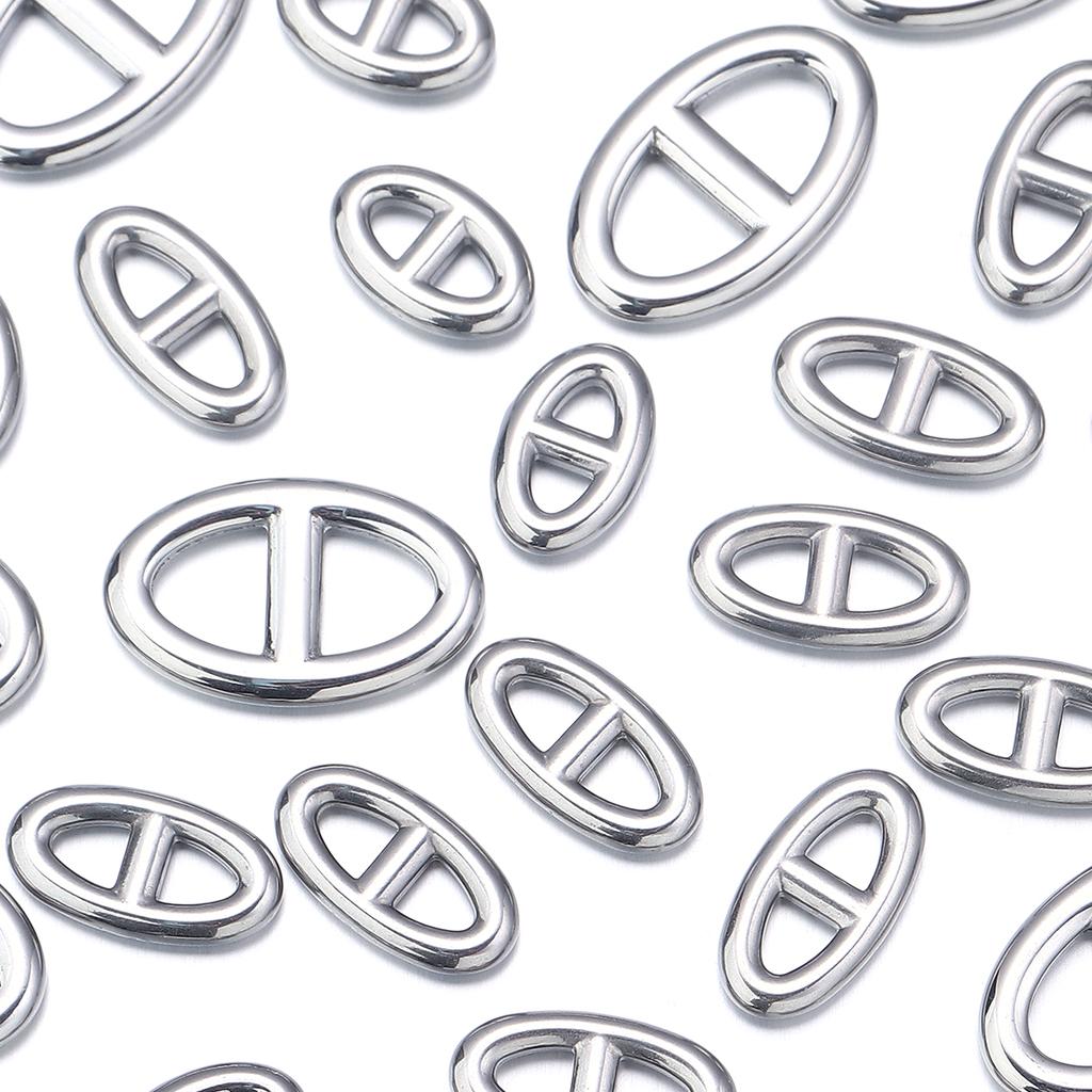 10pcs/lot Stainless Steel Charms Pig Nose Pendants Metal Double Hole Oval Connectors For Jewelry Making Bracelet Necklace