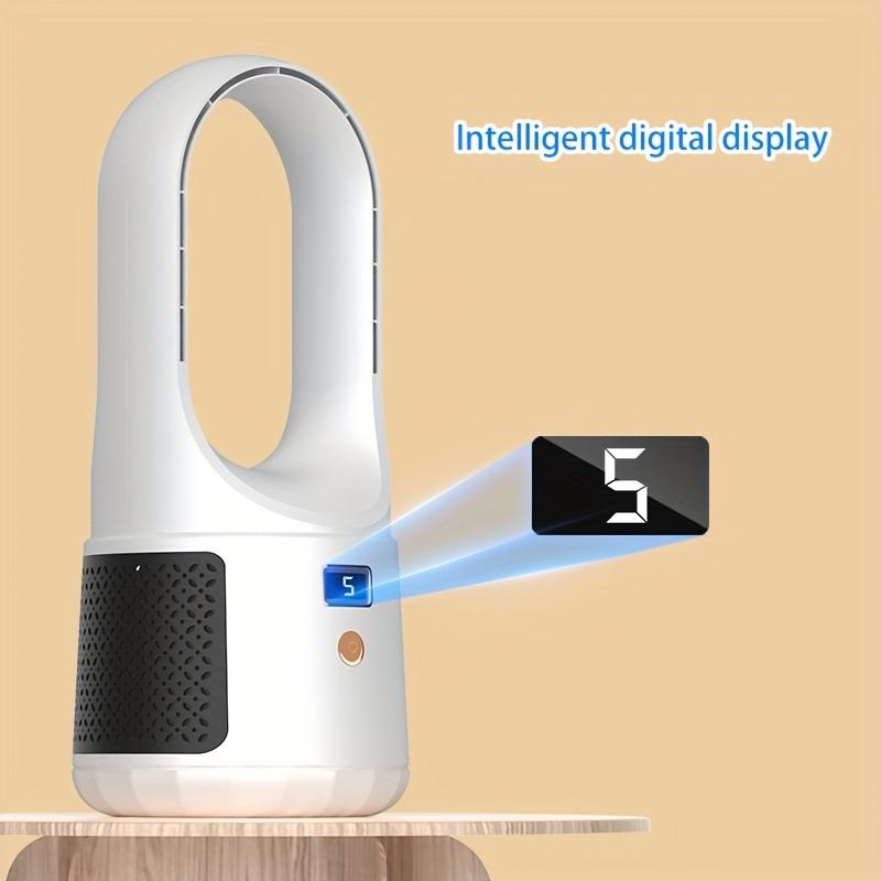 Bladeless Desk Fan, Portable Quiet Cooling Fan, Low Noise Energy-Efficient Personal Circulator Fan with Digital Display for Home & Office Use