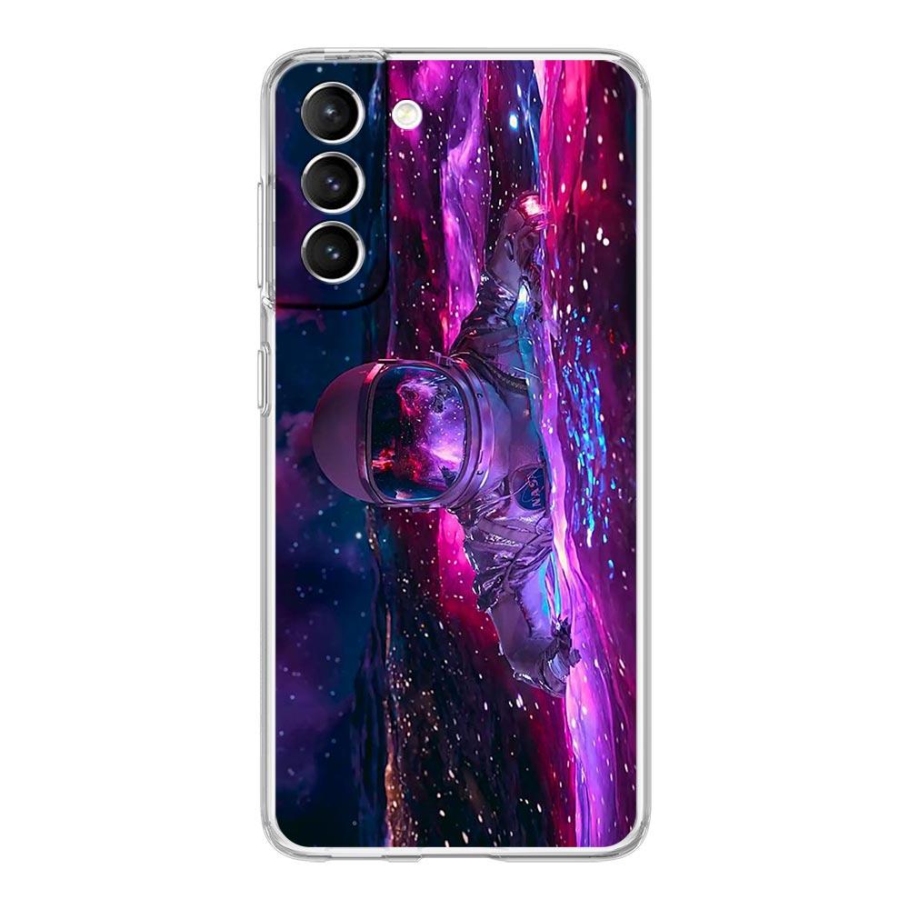 Cute Cartoon Astronaut Phone Case For Samsung Galaxy S22 S21 S20 FE Ultra 5G S10 S10E S9 S8 Plus Note 10 20 Clear Silicone Cover