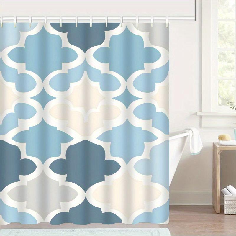 

Tech Squares Bathroom Shower Curtain, Toilet Mat & Hooks, Modern Home Decor W60H190(CM)-1 Pcs