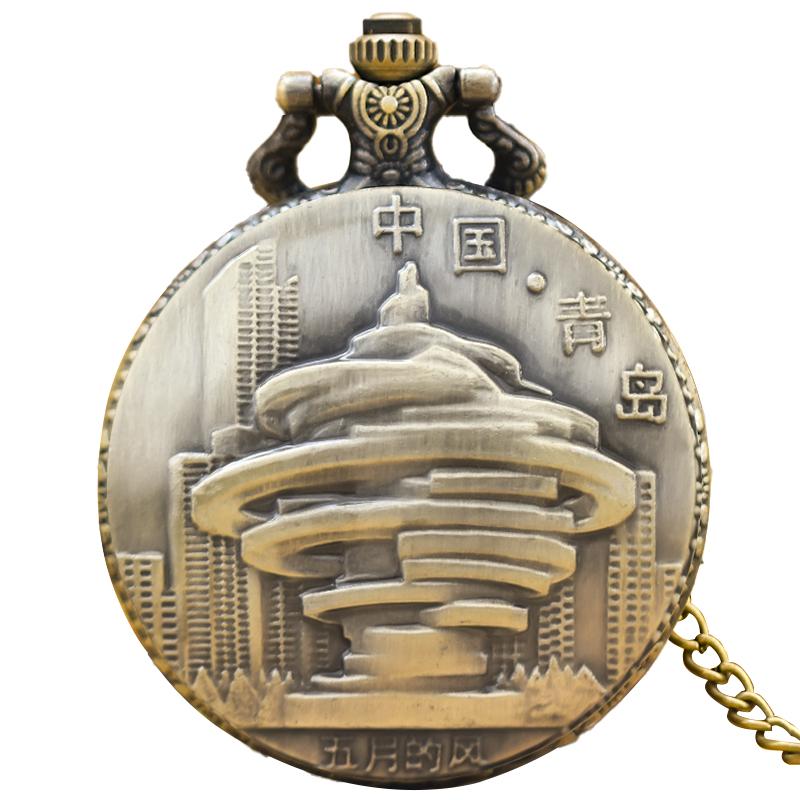 

Vintage Bronze Clamshell Simple Typhoon Design Necklace Quartz Pocket Watch Gift Universal For Male And Female Students бронзовый