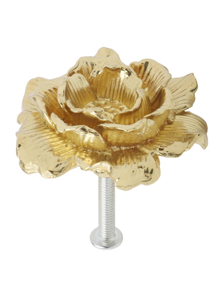 Furniture Upgrade 42*22mm Gold Floral Drawer Knobs Brass Cabinet Handles Sturdy Brass Material Versatile Drawer Knobs