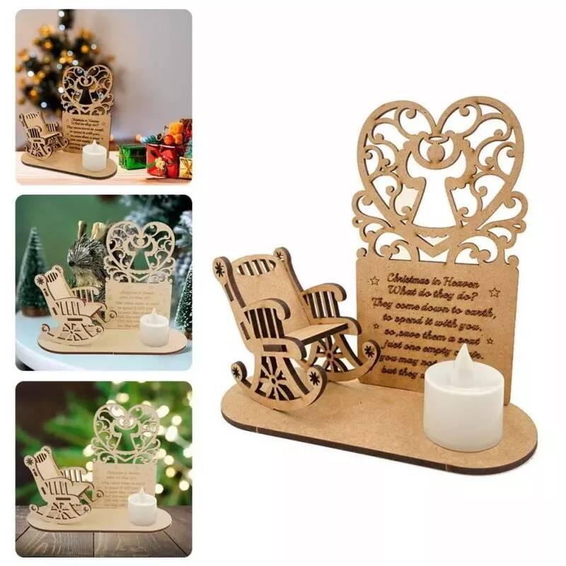 Christmas Heaven In Poem Tree Rocking Chair Candle Lights Memorial Ornament Gift
