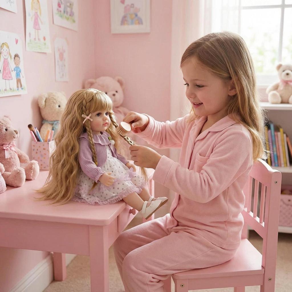 NPK 22" Hellviolettes Tuch Langärmelige Betty Reborn Puppe - Perfektes Weihnachtsgeschenk für Kinder