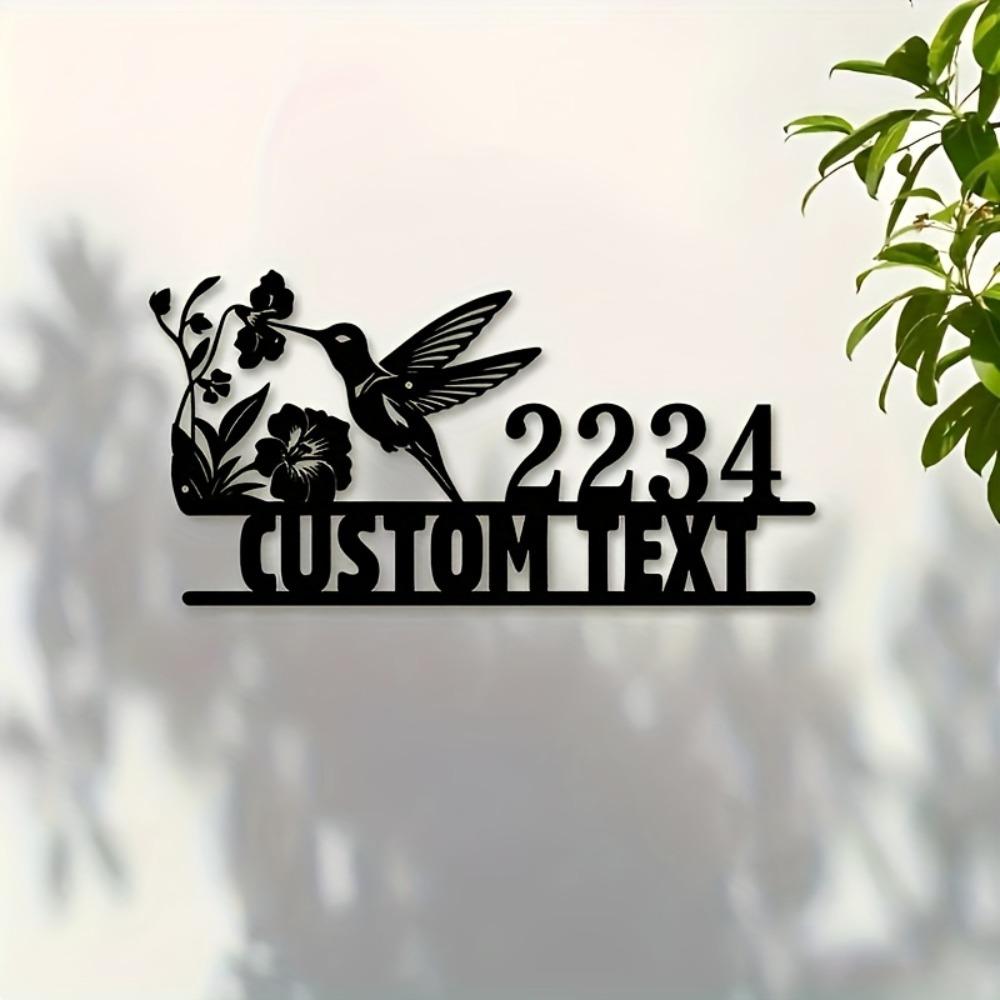 Unique Handcrafted Hummingbird Metal Sign Custom House Number Art Sturdy Indoor Outdoor Reusable Home Gift