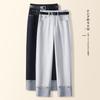 Dark Blue High-Waist Slimming Straight-Leg Cropped Jeans for Women - Spring 2025