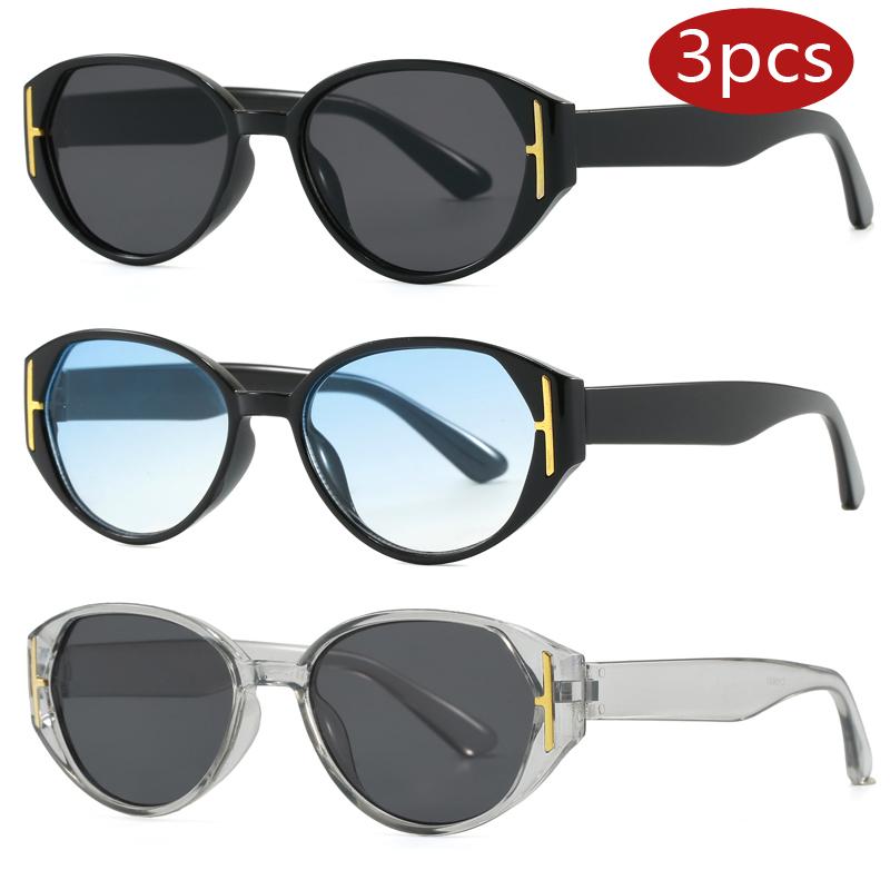 Car Sun Glasses 3pcs Retro High End Cat Eye Sunglasses Fashion Design Versatile Unisex Glasses Travel UV Protection Eyewear