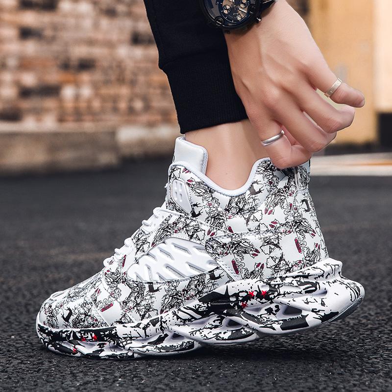 Fashion Graffiti Shoes Mens Outdoor Shoes Sports Running Shoes PU Leather