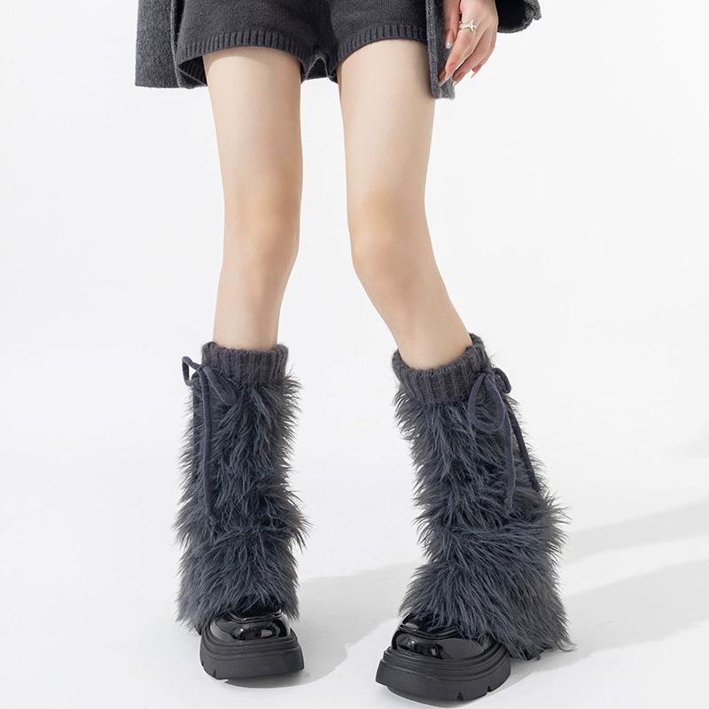 1 Pair Imitation Mink Harajuku Socks Boots Stocking Thickened Leggings Winter Boots Cover Lolita Furry Leg Warmers