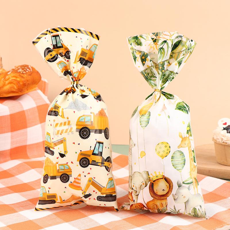 50Pcs Party Candy Bags Jungle Animals Construction Birthday Theme Gift Bags