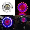 Motorcycle LED Headlight Projector Lens Dual Angel Devil Eye Head Lamp   Type Blue Pink