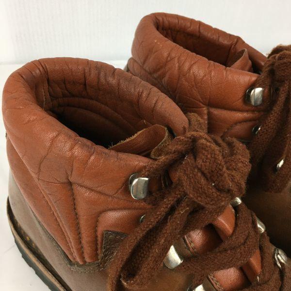 80.-90. léta Vintage Kožené Turistické/Trekkingové Boty s Vibramovou Podrážkou Velikost 25.0-25.5-26.0 Hnědé(POUŽITÝ)