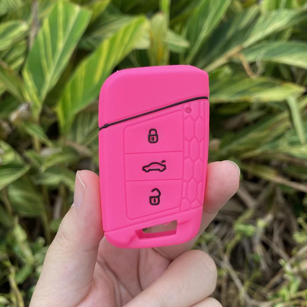

Rubber Car Key Fob Cover Silicone Protector Case for VW PASSAT B8 for Volkswagen for Skoda Kodiaq Superb A7 Remote Key Chain красный