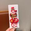 Festive Red Cartoon Hair Clips & Ties Set for Women & Kids - Autumn/Winter Accessories