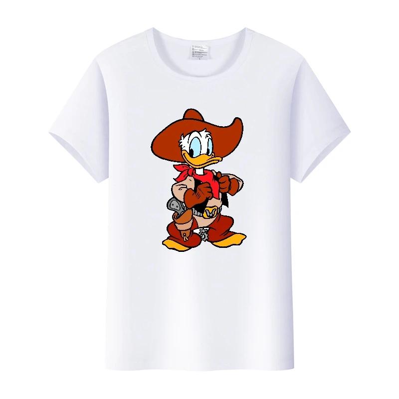 Kawaii Donald Duck Plus Size Tee Ladies Graphic Clothes Summer Women Short Sleeve T-shirt Disney Cartoon Men Tshirt Female Tops