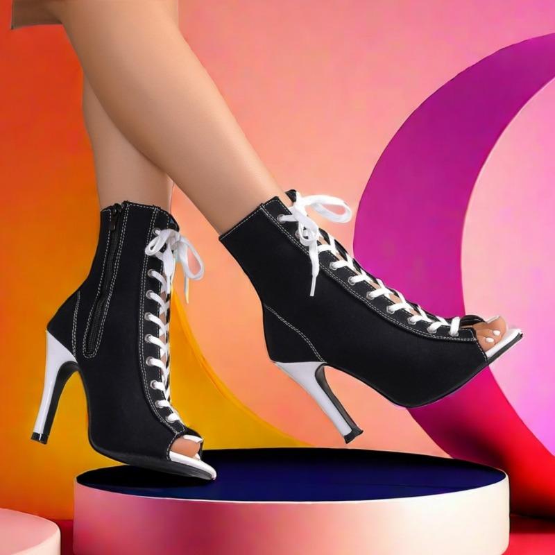 Strappy Stiletto Heel Fish Mouth Sandals Summer New Round Toe Paneled Non-Slip Wear-Resistant High Heels