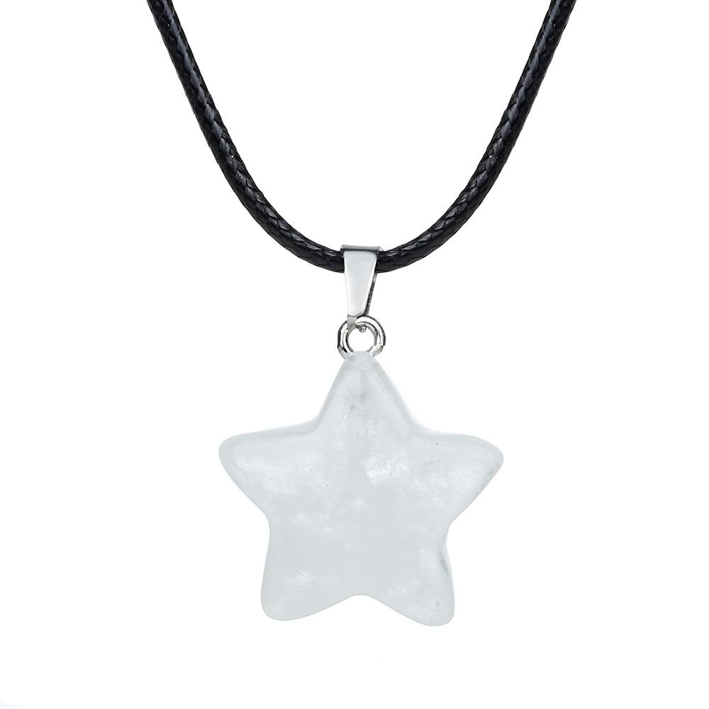 Natural stone star pendant, Xiuyu, blue patterned stone, pentagram necklace, jewelry