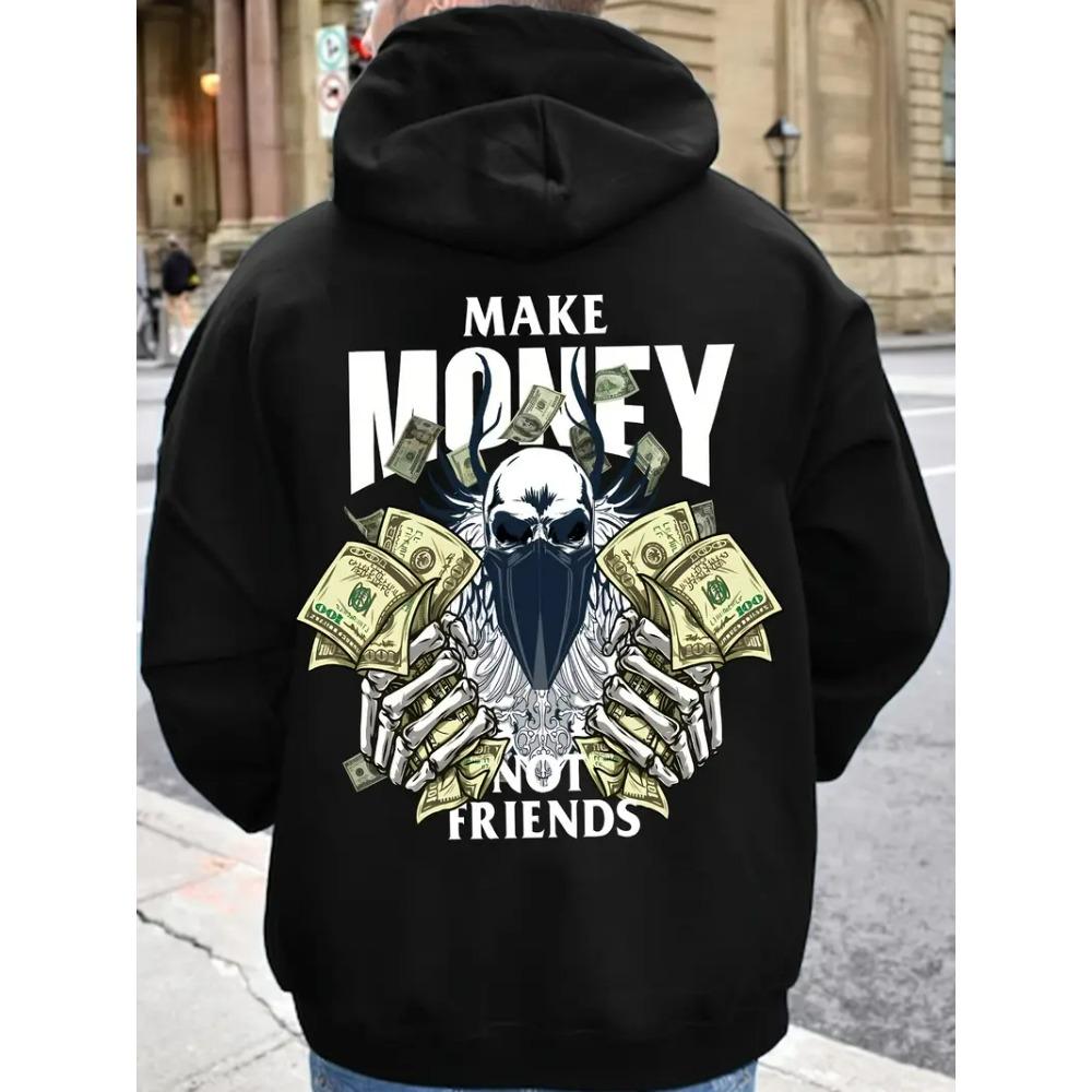 Fashion Men and Women's Autumn Hooded Sweatshirt Make MONEY NOT FRIENDS Printed Hoodies Outdoor Street Sweatshirts Top
