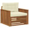 Outdoor Sofa Solid Acacia Wood and Polyester Natural and Cream