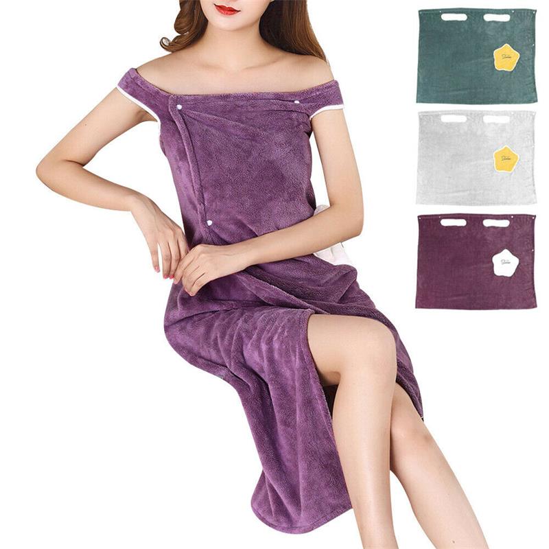 Buy Women Quick Dry Wearable Microfiber Plush Bathrobes Towel Spa Wrap